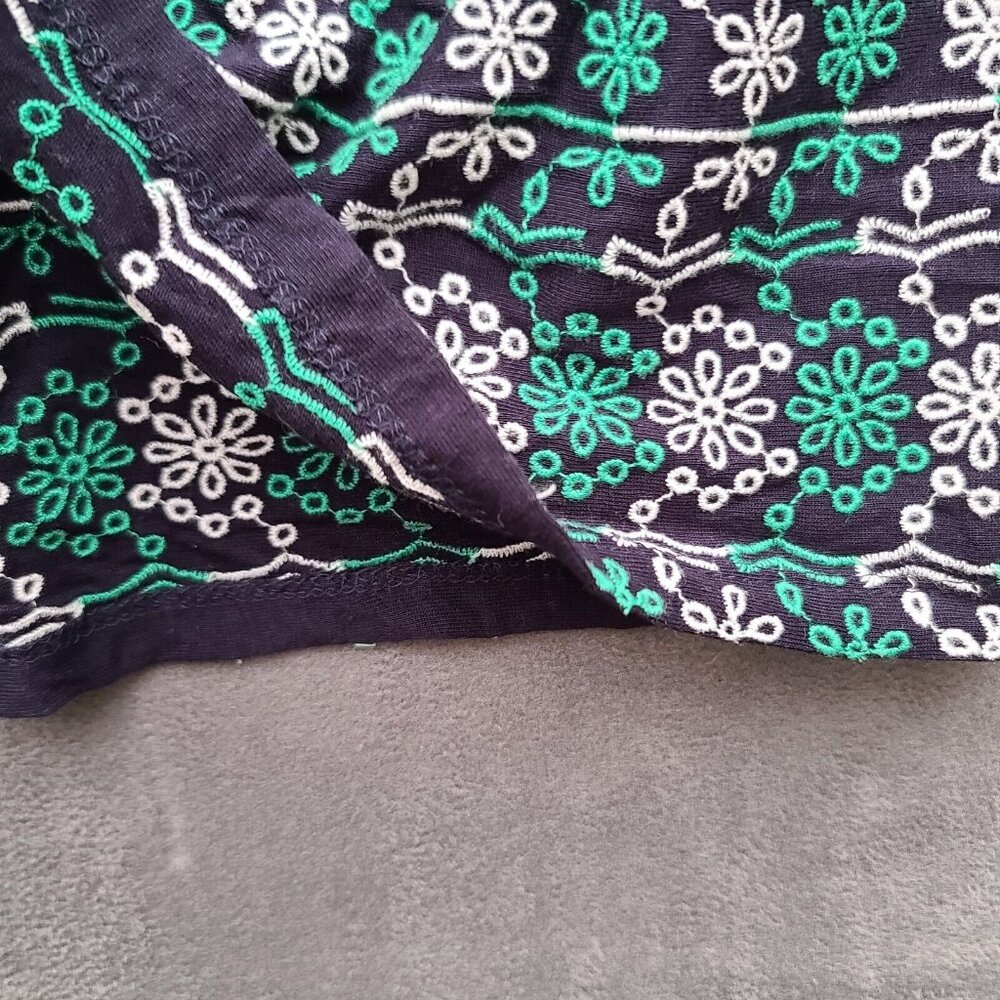 Anthropologie MAEVE Cammie Embroidered Peplum Top L Navy Green V Neck Boho NWT - Picture 6 of 12